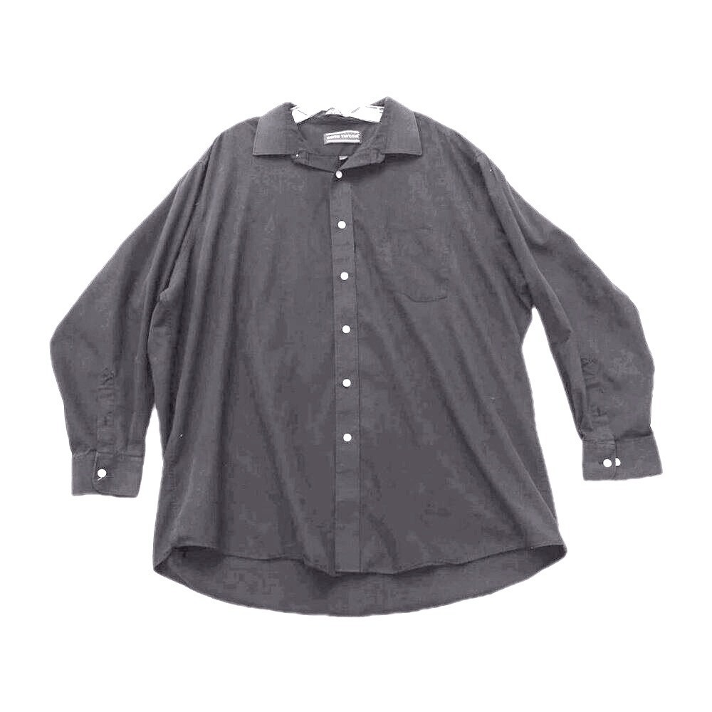 David Taylor Mens Black Long Sleeve Button Down Shirt Single Pocket Sze 19 34/35